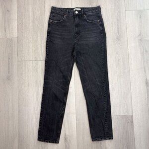 ZARA Womens High Waist Skinny Jeans Faded Black Size 6